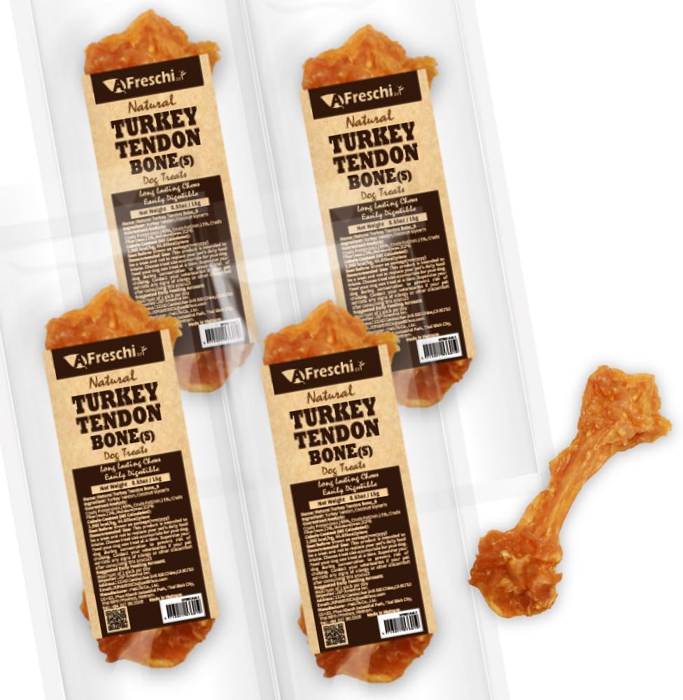 Afreschi Natural Turkey Tendon Rope (M) Pack of 2, Dog Treats for Signature Series, All Natural Human Grade Puppy Chew, USA-Sourced Turkey Tendon, Hypoallergenic, Rawhide Alternative