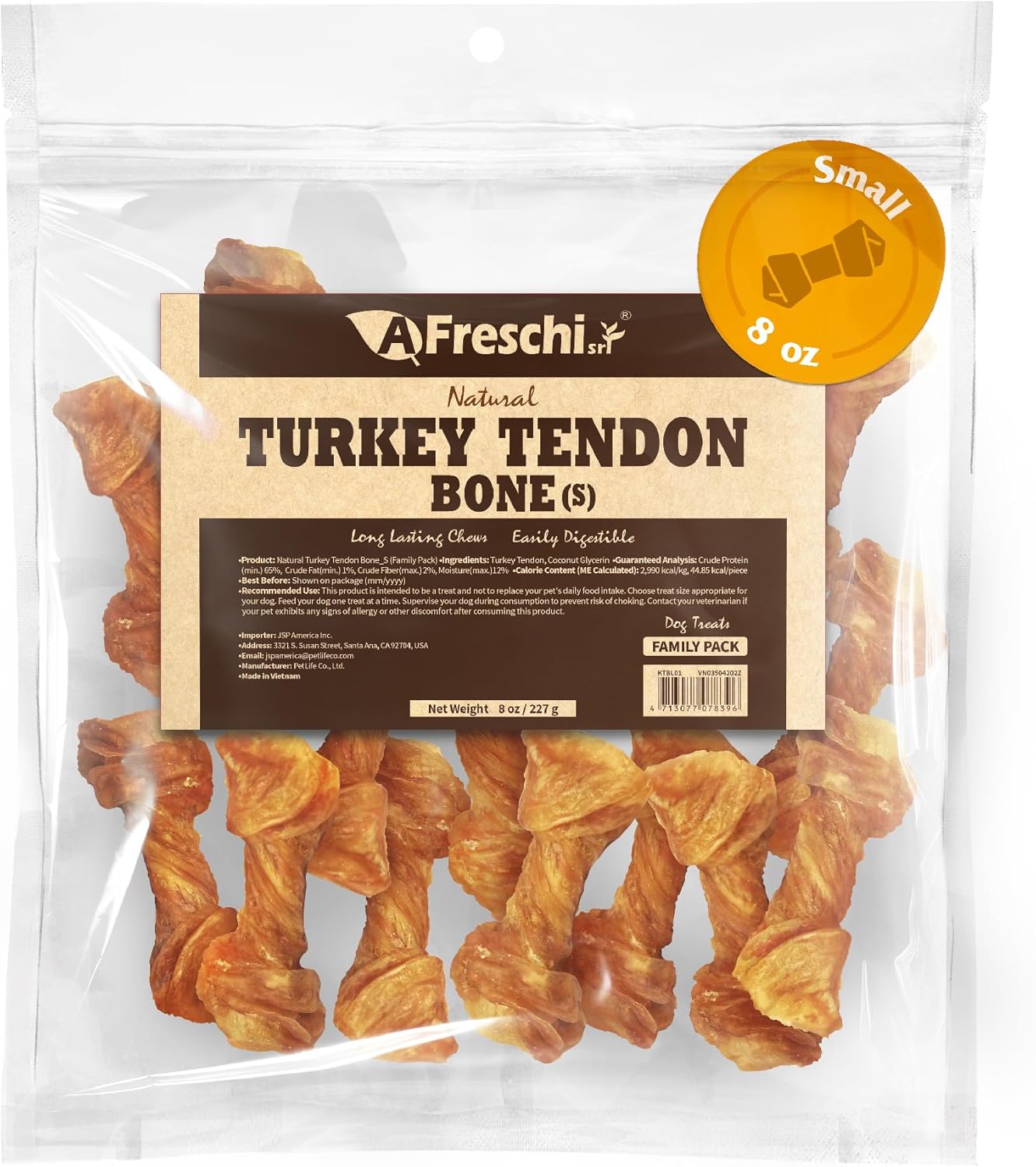 Afreschi Natural Turkey Tendon Ring (L) 10 oz, USA-Sourced Turkey Tendon, All Natural Puppy Chew, Hypoallergenic, Rawhide Alternative,for Large Breeds