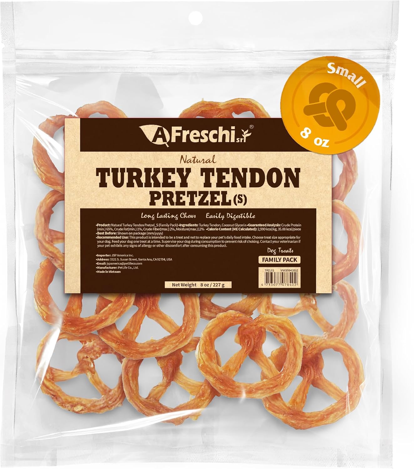 Afreschi Natural Turkey Tendon Ring (L) 10 oz, USA-Sourced Turkey Tendon, All Natural Puppy Chew, Hypoallergenic, Rawhide Alternative,for Large Breeds