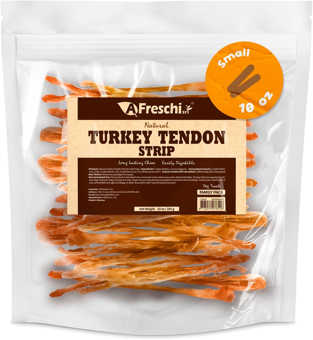 Afreschi Natural Turkey Tendon Ring (L) 10 oz, USA-Sourced Turkey Tendon, All Natural Puppy Chew, Hypoallergenic, Rawhide Alternative,for Large Breeds