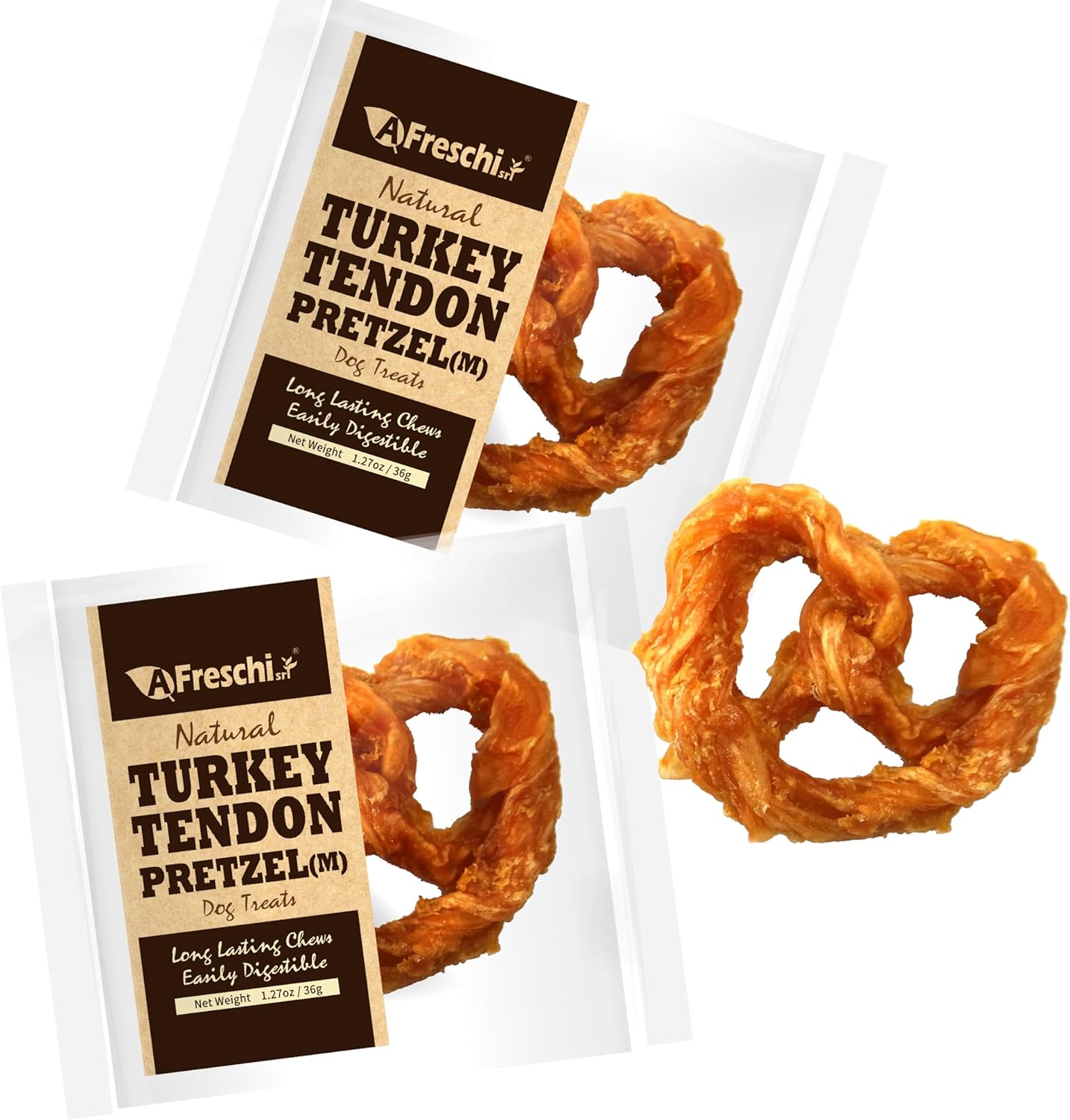 Afreschi Natural Turkey Tendon Bone (L) 1 Unit per Pack, Dog Treats for Signature Series, All Natural Human Grade Puppy Chew, USA-Sourced Turkey Tendon, Hypoallergenic, Rawhide Alternative